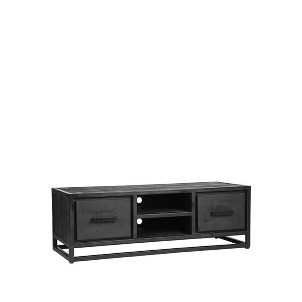Grote foto tv meubel chili 120x45x40 cm zwart mangohout zwart metaal huis en inrichting eettafels