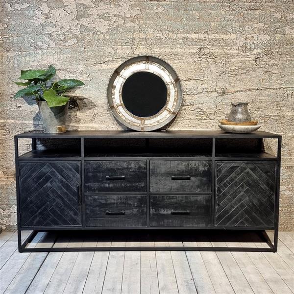 Grote foto dressoir jax black edition 200x45x90 cm zwart visgraat huis en inrichting eettafels