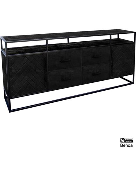 Grote foto dressoir jax black edition 200x45x90 cm zwart visgraat huis en inrichting eettafels