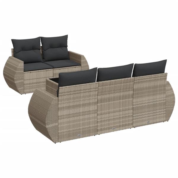 Grote foto vidaxl 6 delige loungeset met kussens poly rattan lichtgrijs tuin en terras tuinmeubelen