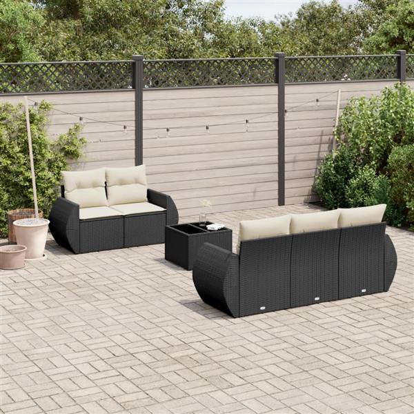 Grote foto vidaxl 6 delige loungeset met kussens poly rattan zwart tuin en terras tuinmeubelen