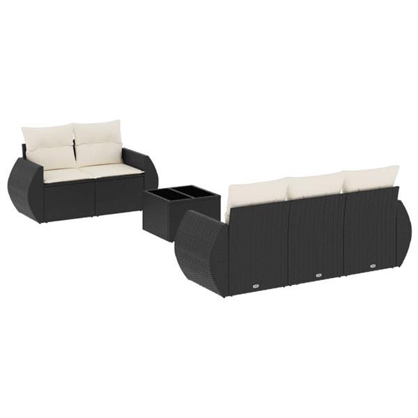 Grote foto vidaxl 6 delige loungeset met kussens poly rattan zwart tuin en terras tuinmeubelen