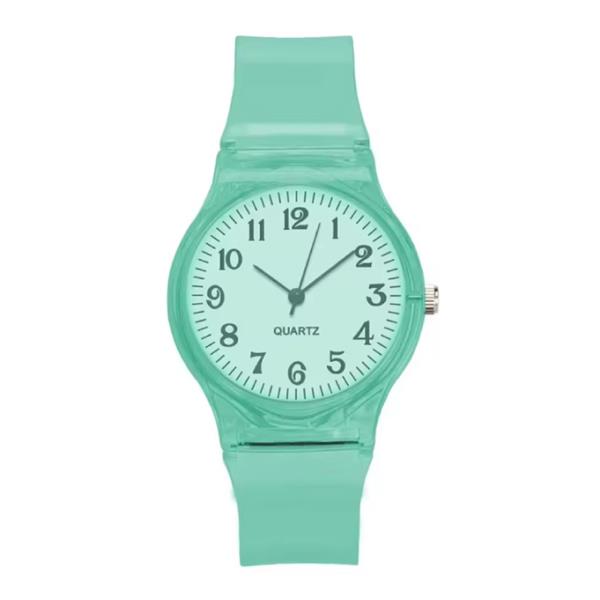 Grote foto jelly horloge voor dames kwarts uurwerk silicoon bandje groen kleding dames horloges