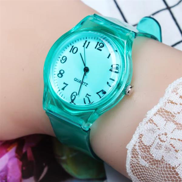 Grote foto jelly horloge voor dames kwarts uurwerk silicoon bandje groen kleding dames horloges