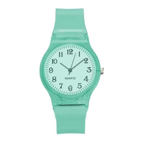 Grote foto jelly horloge voor dames kwarts uurwerk silicoon bandje groen kleding dames horloges