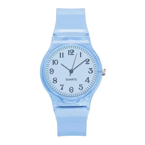Grote foto jelly horloge voor dames kwarts uurwerk silicoon bandje lichtblauw kleding dames horloges
