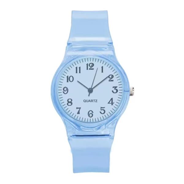 Grote foto jelly horloge voor dames kwarts uurwerk silicoon bandje lichtblauw kleding dames horloges