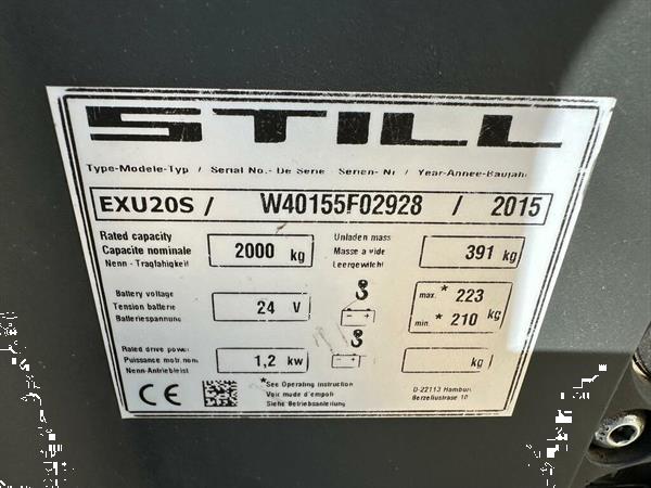 Grote foto vs 22129 elektrische palletwagen still exu20s bj2015 doe het zelf en verbouw hefwerktuigen