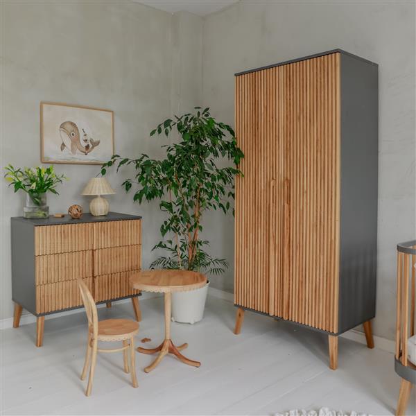 Grote foto commode bambi mundo grijs grijs front met antraciet eik kinderen en baby complete kinderkamers
