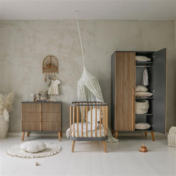 Grote foto commode bambi mundo grijs grijs front met antraciet eik kinderen en baby complete kinderkamers