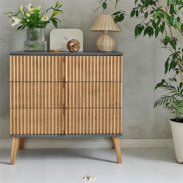 Grote foto commode bambi mundo grijs grijs front met antraciet eik kinderen en baby complete kinderkamers