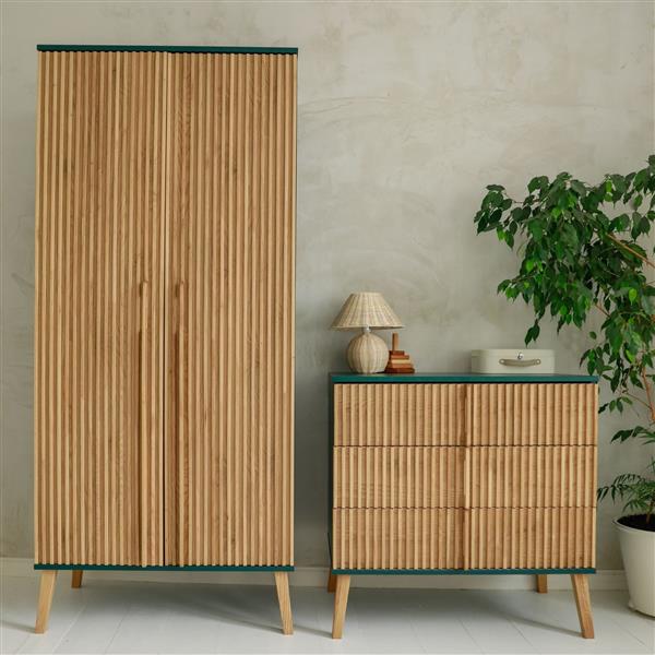 Grote foto commode bambi mundo emerald opt. verzorgingtafel emerald front emerald eiken kinderen en baby complete kinderkamers