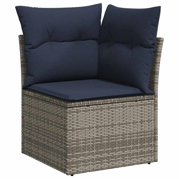Grote foto vidaxl 5 delige loungeset met kussens poly rattan acacia grijs tuin en terras tuinmeubelen