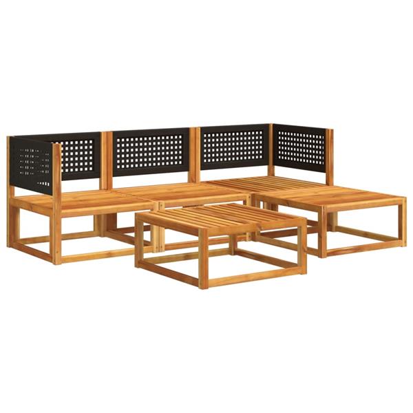 Grote foto vidaxl 5 delige loungeset met kussens massief acaciahout tuin en terras tuinmeubelen