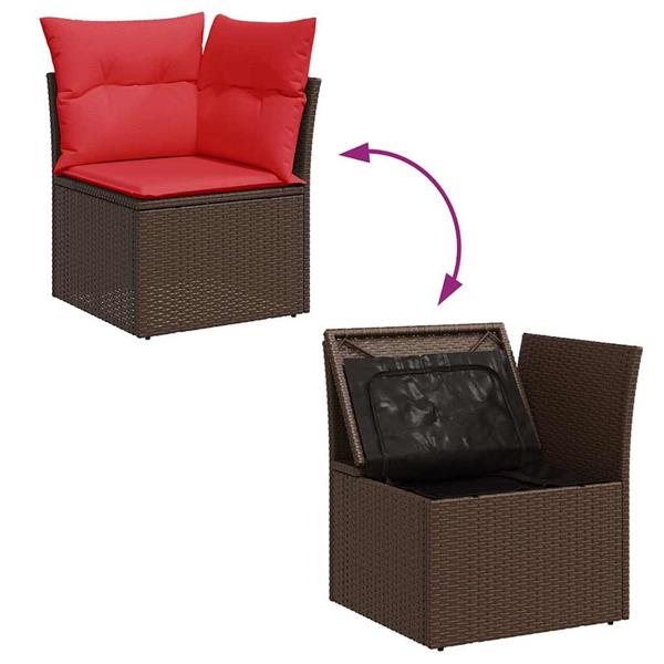 Grote foto vidaxl 5 delige loungeset met kussens poly rattan acacia bruin tuin en terras tuinmeubelen
