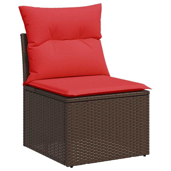 Grote foto vidaxl 5 delige loungeset met kussens poly rattan acacia bruin tuin en terras tuinmeubelen