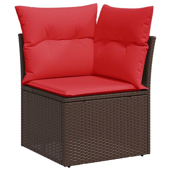 Grote foto vidaxl 5 delige loungeset met kussens poly rattan acacia bruin tuin en terras tuinmeubelen