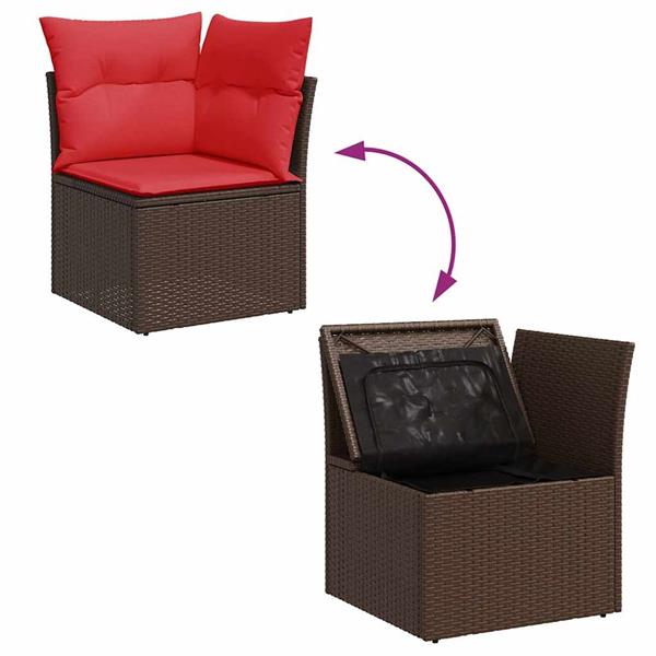 Grote foto vidaxl 5 delige loungeset met kussens poly rattan acacia bruin tuin en terras tuinmeubelen