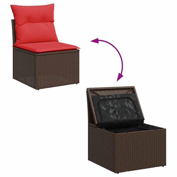 Grote foto vidaxl 5 delige loungeset met kussens poly rattan acacia bruin tuin en terras tuinmeubelen