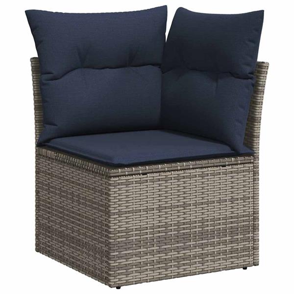 Grote foto vidaxl 5 delige loungeset met kussens poly rattan acacia grijs tuin en terras tuinmeubelen