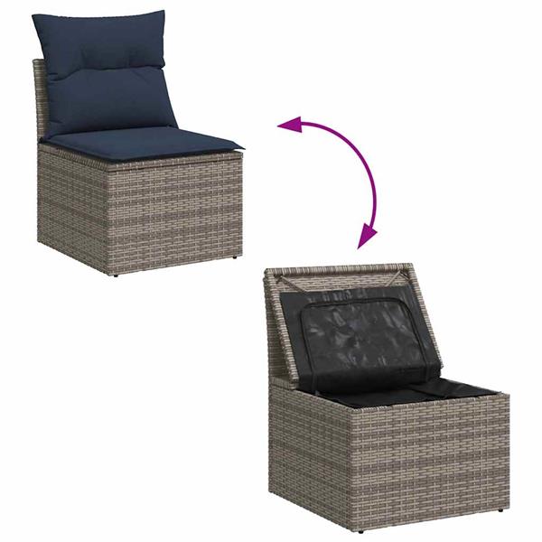 Grote foto vidaxl 5 delige loungeset met kussens poly rattan acacia grijs tuin en terras tuinmeubelen
