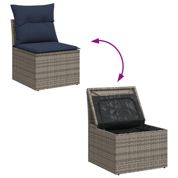 Grote foto vidaxl 6 delige loungeset met kussens poly rattan grijs tuin en terras tuinmeubelen