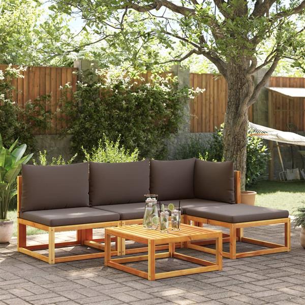 Grote foto vidaxl 5 delige loungeset met kussens massief acaciahout tuin en terras tuinmeubelen