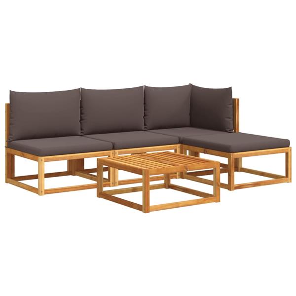 Grote foto vidaxl 5 delige loungeset met kussens massief acaciahout tuin en terras tuinmeubelen