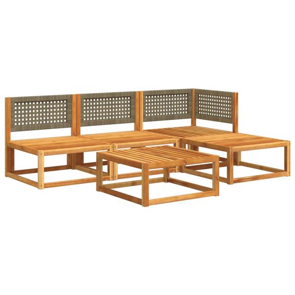 Grote foto vidaxl 5 delige loungeset met kussens massief acaciahout tuin en terras tuinmeubelen