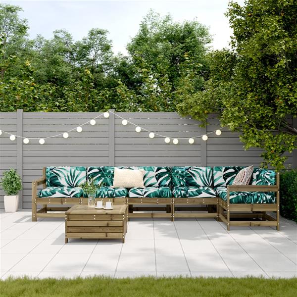 Grote foto vidaxl 7 delige loungeset ge mpregneerd grenenhout tuin en terras tuinmeubelen