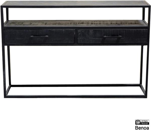 Grote foto sidetable jax black edition zwart visgraat 2 lades 120x30x78 cm actie huis en inrichting eettafels