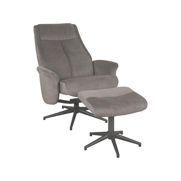 Grote foto relaxfauteuil bergen hocker 77x76x105 cm antraciet cosmo zwart metaal huis en inrichting eettafels