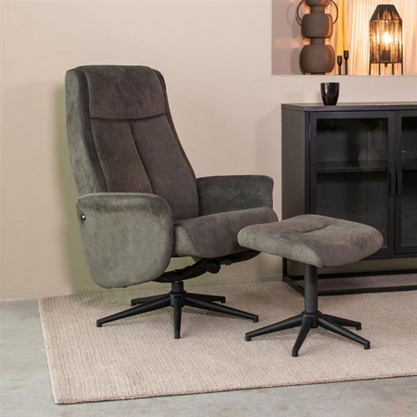 Grote foto relaxfauteuil bergen hocker 77x76x105 cm antraciet cosmo zwart metaal huis en inrichting eettafels