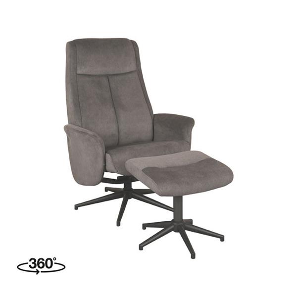 Grote foto relaxfauteuil bergen hocker 77x76x105 cm antraciet cosmo zwart metaal huis en inrichting eettafels