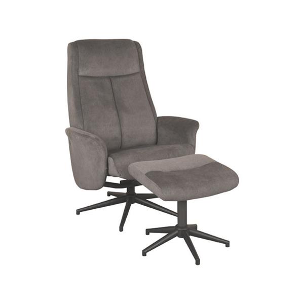 Grote foto relaxfauteuil bergen hocker 77x76x105 cm antraciet cosmo zwart metaal huis en inrichting eettafels