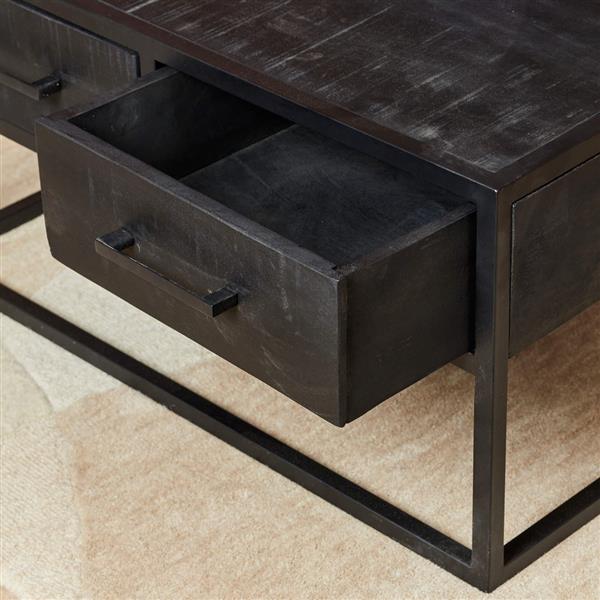 Grote foto salontafel denver black 80x80x40 cm zwart mangohout en staal huis en inrichting eettafels