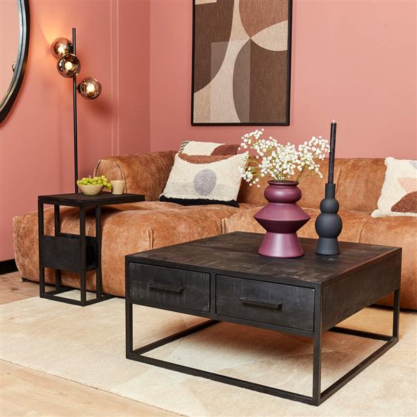 Grote foto salontafel denver black 80x80x40 cm zwart mangohout en staal huis en inrichting eettafels