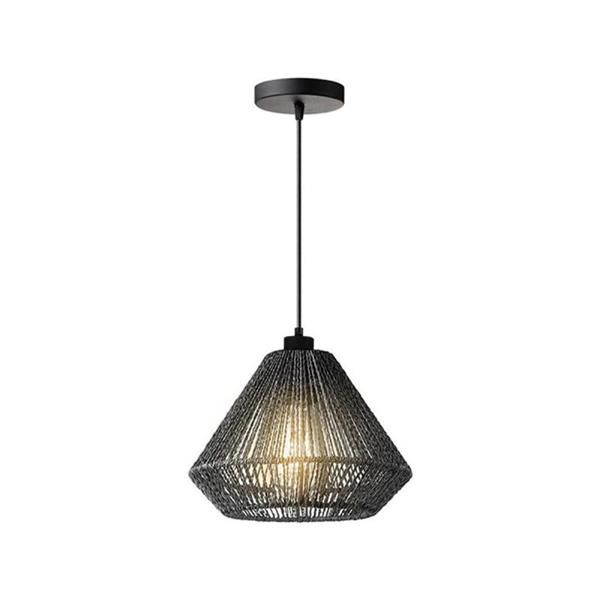 Grote foto hanglamp ibiza diamond 1 lichts 25x25x150 cm zwart jute zwart metaal huis en inrichting eettafels