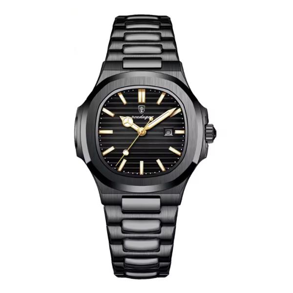 Grote foto luxe vierkant kwarts horloge 3 atm waterdicht lichtgevend heren dames unisex roestvrij staal gou kleding dames horloges