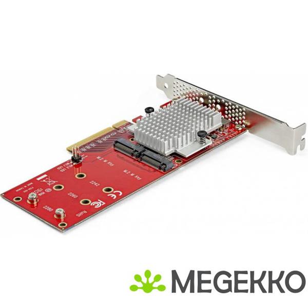 Grote foto startech.com x8 dubbele m.2 pcie ssd adapter pcie 3.0 computers en software netwerkkaarten routers en switches