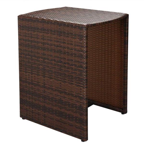 Grote foto vidaxl 3 delige bistroset met kussens poly rattan bruin tuin en terras tuinmeubelen