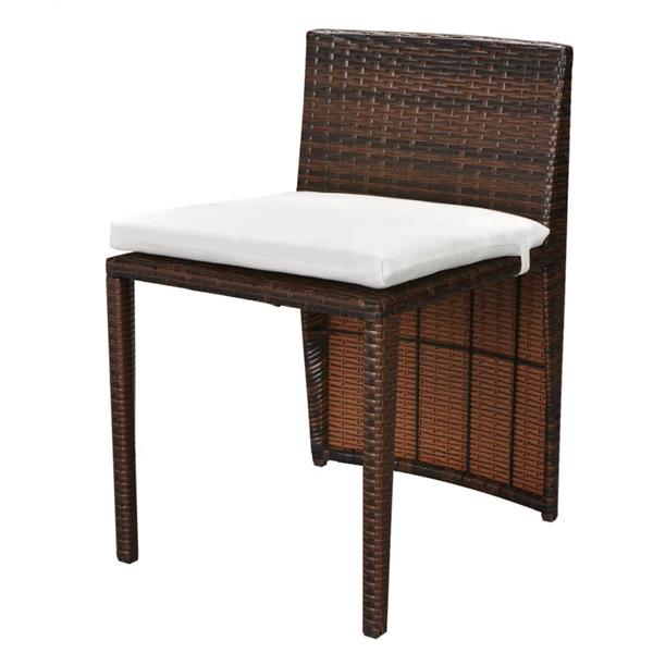 Grote foto vidaxl 3 delige bistroset met kussens poly rattan bruin tuin en terras tuinmeubelen