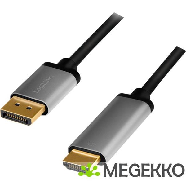 Grote foto logilink cda0107 video kabel adapter 2 m displayport hdmi zwart grijs computers en software overige computers en software