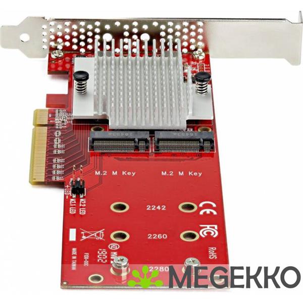 Grote foto startech.com x8 dubbele m.2 pcie ssd adapter pcie 3.0 computers en software netwerkkaarten routers en switches