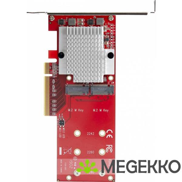 Grote foto startech.com x8 dubbele m.2 pcie ssd adapter pcie 3.0 computers en software netwerkkaarten routers en switches
