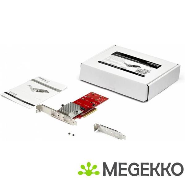 Grote foto startech.com x8 dubbele m.2 pcie ssd adapter pcie 3.0 computers en software netwerkkaarten routers en switches