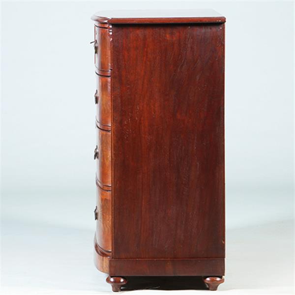 Grote foto bow front commode met oplopende lade bloemmahonie ca 1825 no.280315 antiek en kunst stoelen en banken
