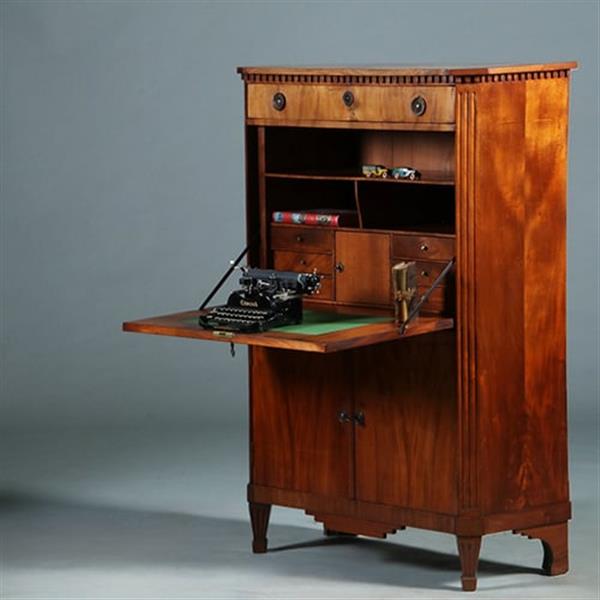 Grote foto blonde mahonie louis seize secretaire abattant ca. 1800 no.280345 antiek en kunst overige in antiek gebruiksvoorwerpen