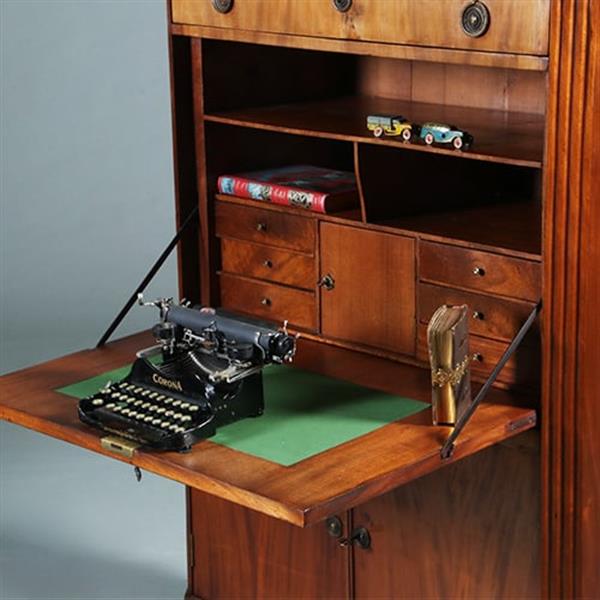Grote foto blonde mahonie louis seize secretaire abattant ca. 1800 no.280345 antiek en kunst overige in antiek gebruiksvoorwerpen