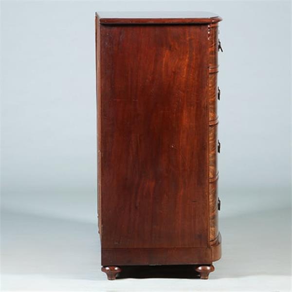 Grote foto bow front commode met oplopende lade bloemmahonie ca 1825 no.280315 antiek en kunst stoelen en banken